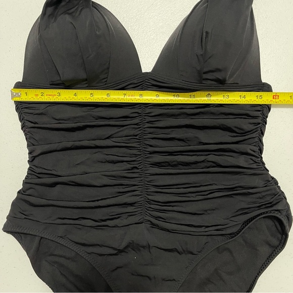 Athleta One Piece Swimsuit Black Ruched Halter Size Large - Picture 3 of 10